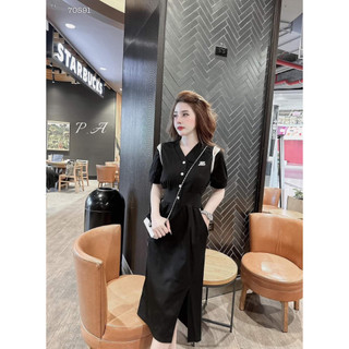 ĐẦM MIDI THUN CỔ V