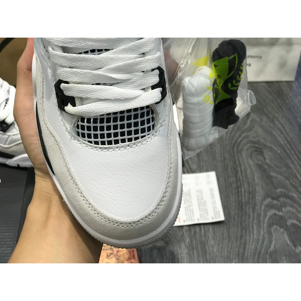 Siêu Phẩm Giày Thể Thao Sneaker Giày J/d 4 Re/tro 'Mili/tary Black Trắng Đen Cao Cấp Ảnh Thật+Tặng Tất