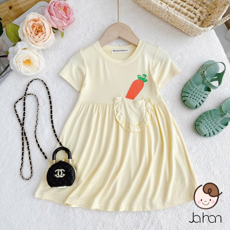 VÁY  THUN LẠNH  CÀ RỐT  CHO BÉ GÁI 8-25kg