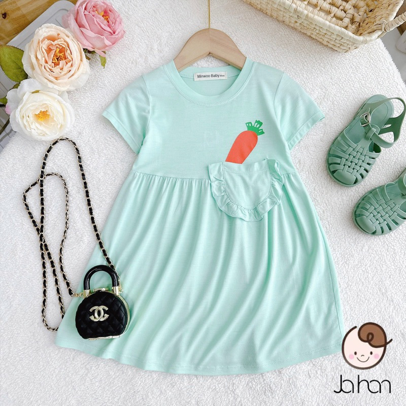 VÁY  THUN LẠNH  CÀ RỐT  CHO BÉ GÁI 8-25kg