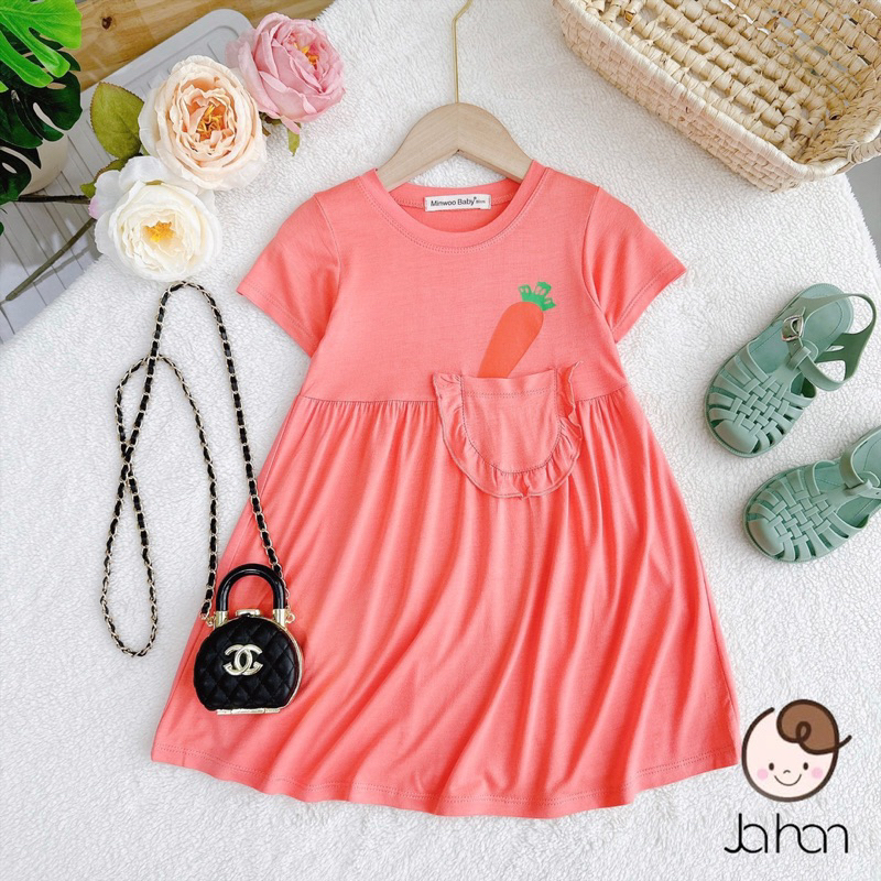 VÁY  THUN LẠNH  CÀ RỐT  CHO BÉ GÁI 8-25kg