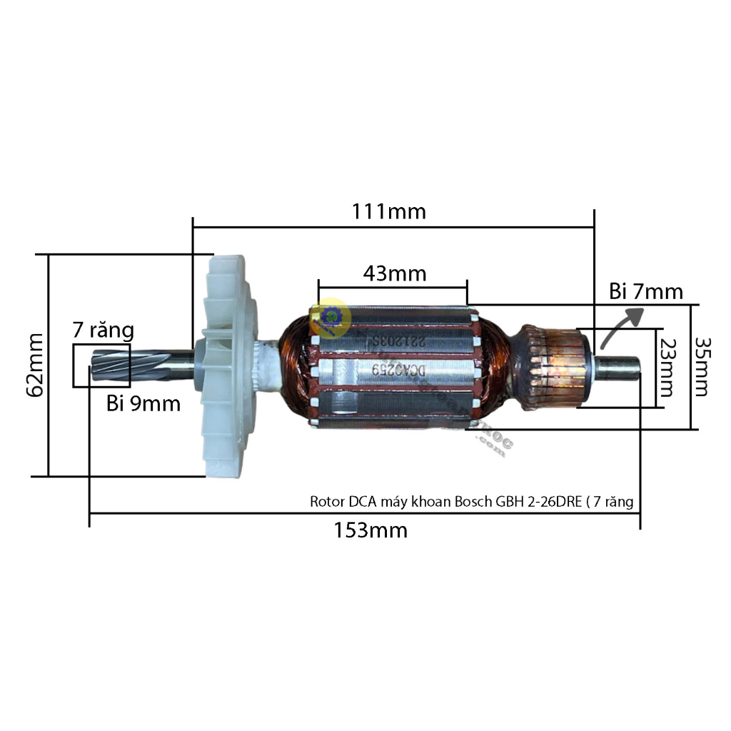 Rotor Máy Khoan 3 Chức Năng GBH 2-26 DRE Với Các Hãng Máy ACZ - Bosch - ASAKE Có Cùng Thông Số 100% Dây Đồng