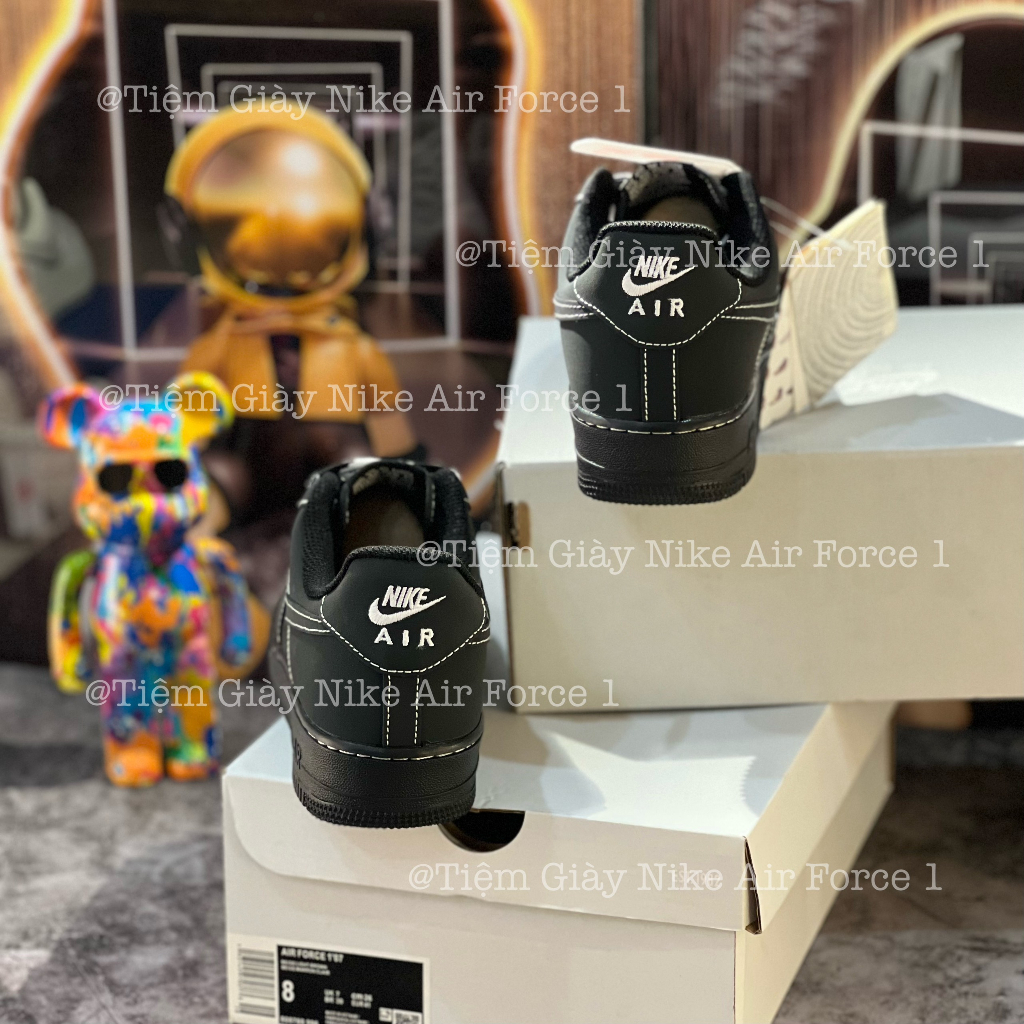 Giày Thể Thao Af1 Low Triper Black White Air Force Đen Full Chỉ Trắng Thời Trang Nam Nữ Full Box Bill Tặng Tất