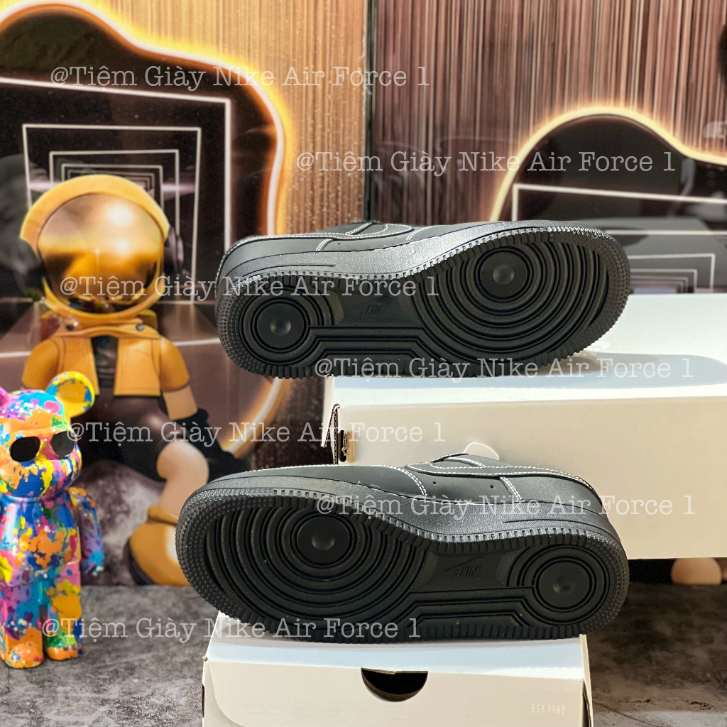 Giày Thể Thao Af1 Low Triper Black White Air Force Đen Full Chỉ Trắng Thời Trang Nam Nữ Full Box Bill Tặng Tất