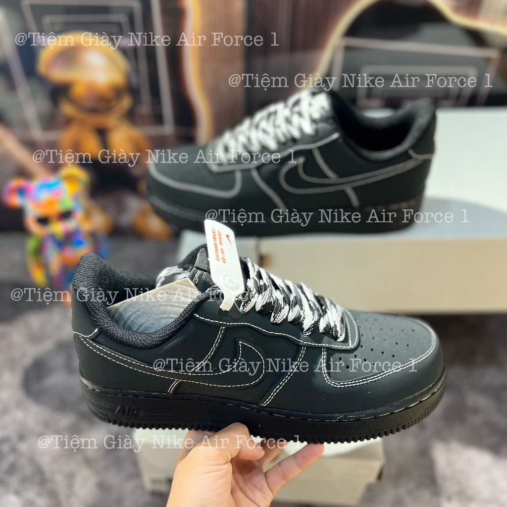 Giày Thể Thao Af1 Low Triper Black White Air Force Đen Full Chỉ Trắng Thời Trang Nam Nữ Full Box Bill Tặng Tất