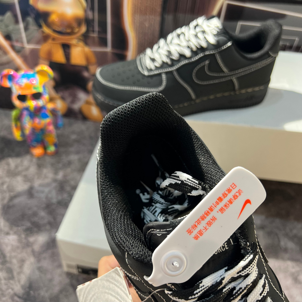 Giày Thể Thao Af1 Low Triper Black White Air Force Đen Full Chỉ Trắng Thời Trang Nam Nữ Full Box Bill Tặng Tất