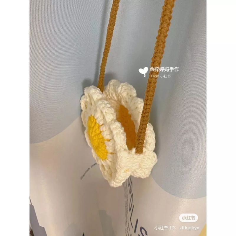 Túi đeo chéo HOA CÚC, HƯỚNG DƯƠNG bằng len, quà tặng xinh xắn