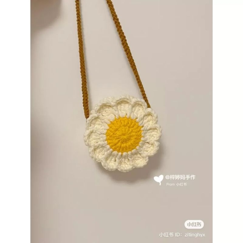 Túi đeo chéo HOA CÚC, HƯỚNG DƯƠNG bằng len, quà tặng xinh xắn
