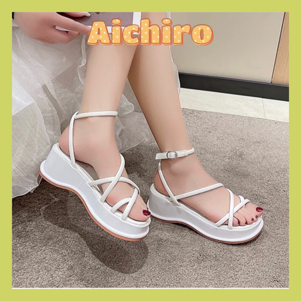 Sandal nữ đế cao 5cm quai da dây chéo xỏ ngón siêu xinh M2382