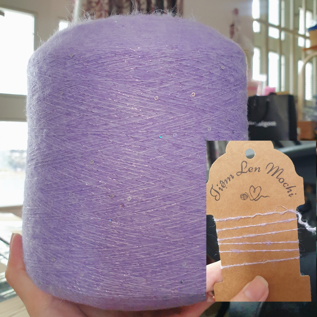 Sợi Mohair ánh nhũ hạt cườm siêu hot