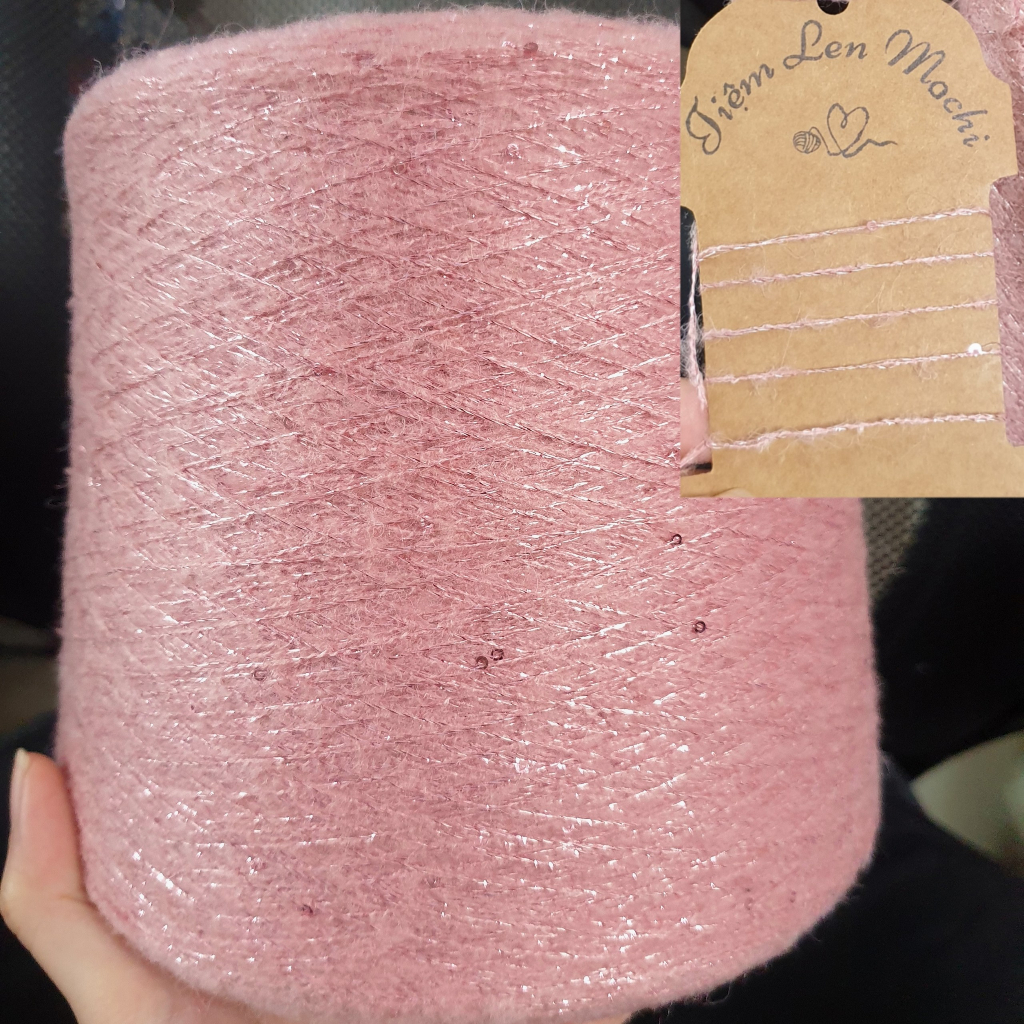 Sợi Mohair ánh nhũ hạt cườm siêu hot