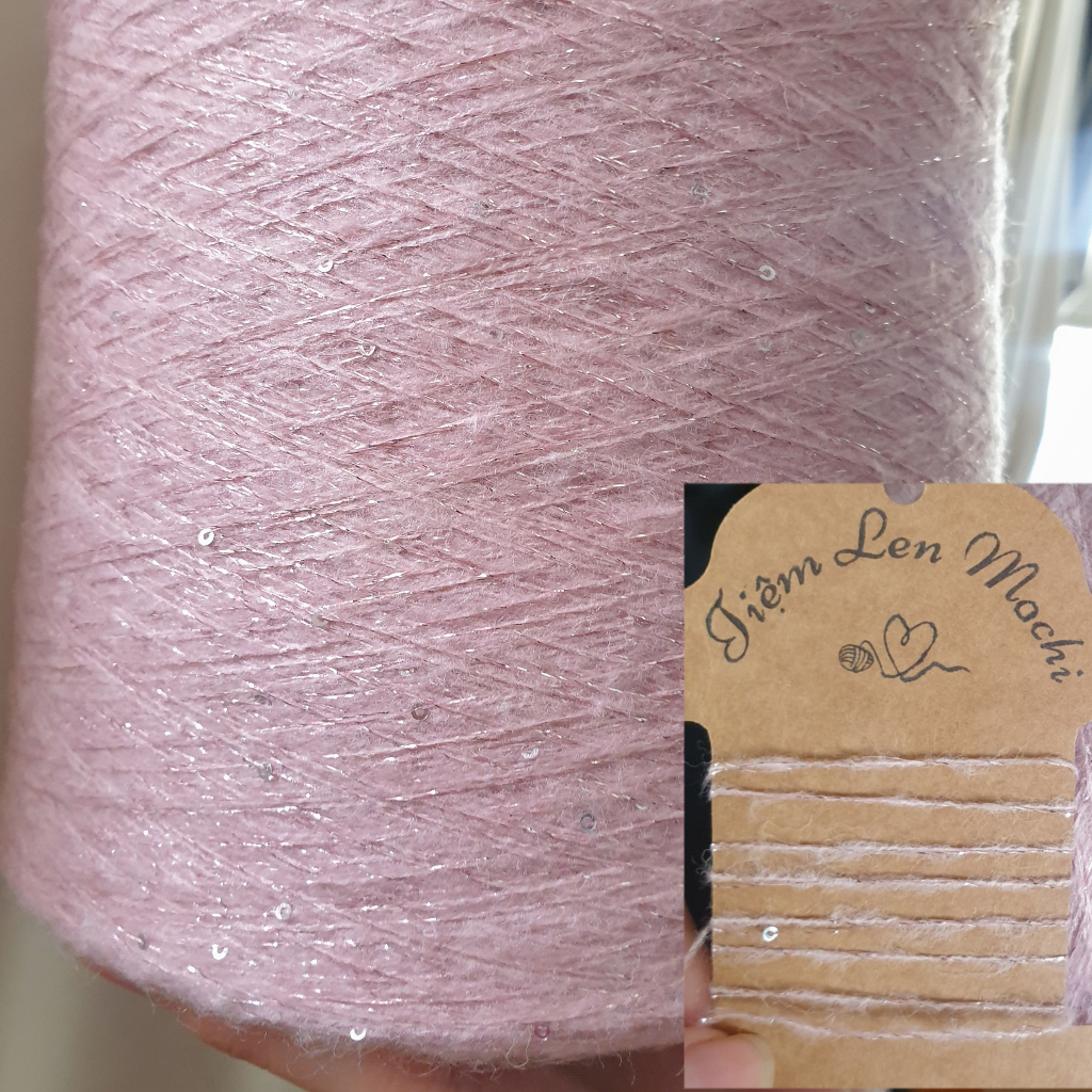Sợi Mohair ánh nhũ hạt cườm siêu hot