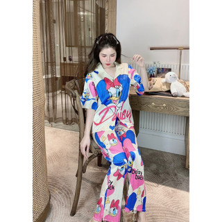 Đồ bộ pyjama nữ xước vịt daisy tay loe - đồ bộ mặc nhà