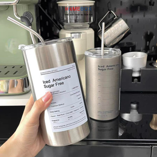Cốc giữ nhiệt có ống hút Iced Americano 350 & 600ml Ly giữ nhiệt 12h inox 304 coffee Bình đựng nước giữ nhiệt