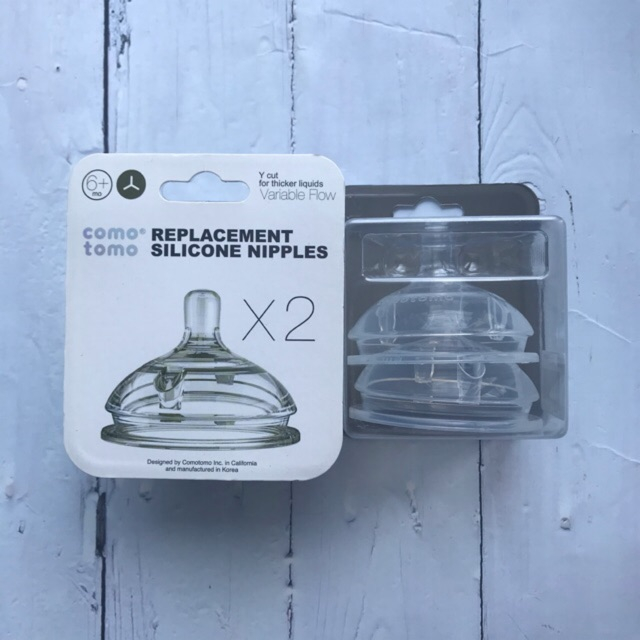 Hộp 2 núm Ti Bình Sữa Comotomo Chính Hãng  Núm Vú Bình Silicone Comotomo size 1, 2, 3 tia, Y cut