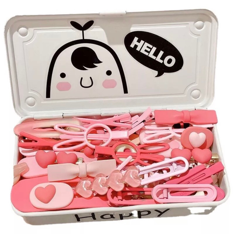 Set Kẹp tóc mái 19 chi tiết hình cá mập màu hồng dễ thương cho bạn gái