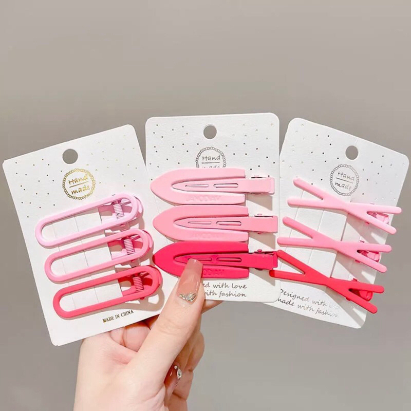 Set Kẹp tóc mái 19 chi tiết hình cá mập màu hồng dễ thương cho bạn gái