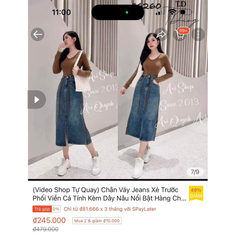 Chân váy jean hàng QC