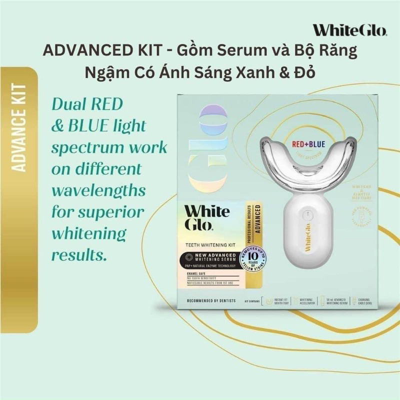 Bộ làm trắng răng - Máy ngậm trắng răng bằng ánh sáng xanh và đỏ White Glo