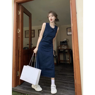 [MAIKA] ĐẦM JEANS KHOÉT EO TINH TẾ DÁNG SUÔNG LOẠI 1 DÀY DẶN