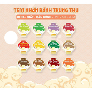 Tem dán, nhãn nhân bánh trung thu - mẫu lồng đèn, sáng đẹp