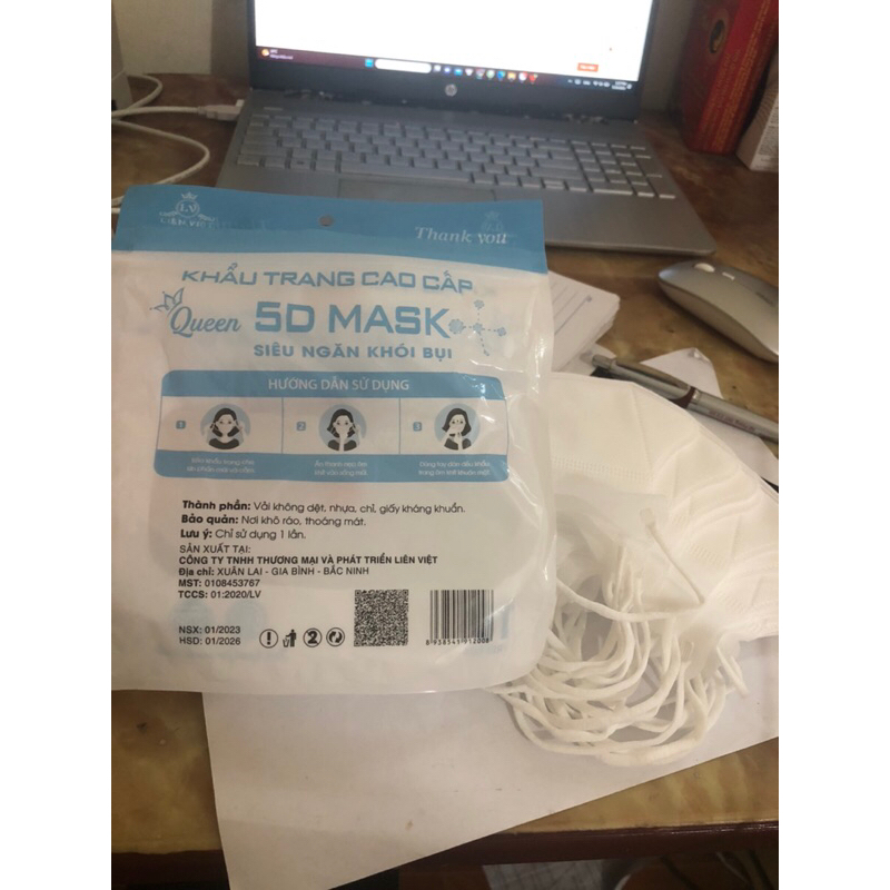 Combo 5 túi Khẩu trang 5D Queen Mask-Hàng Chính Hãng