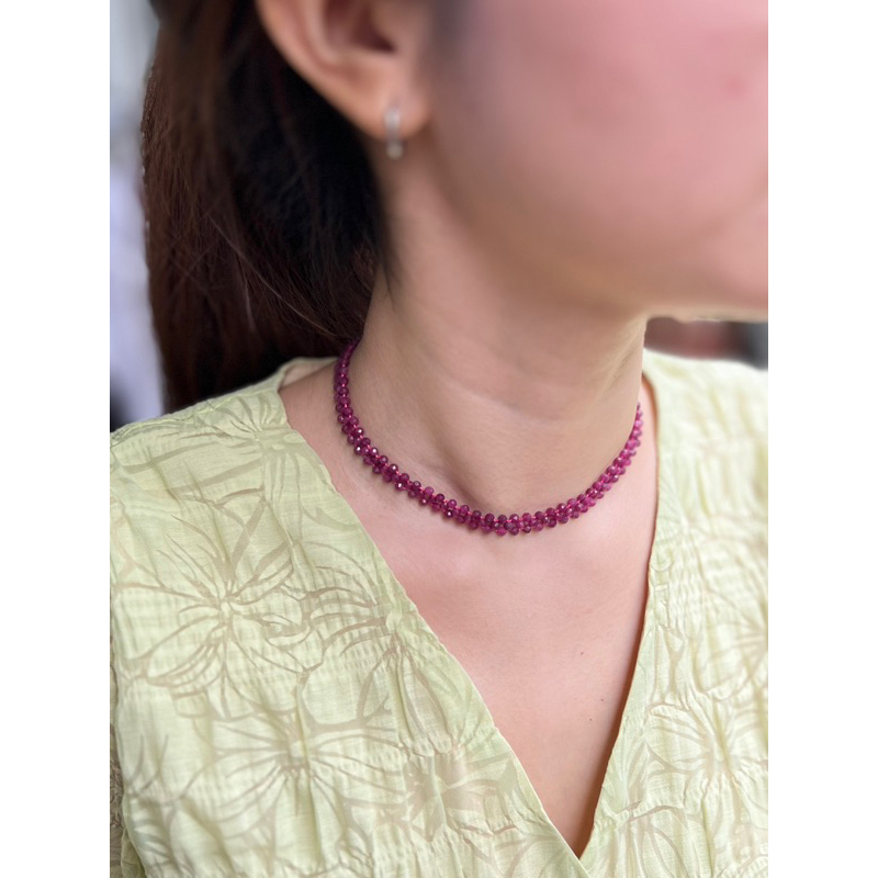 Chuỗi vòng cổ và tay đá Rubyy thiên nhiên