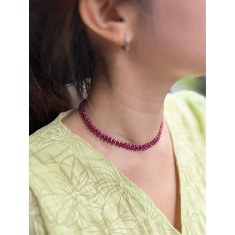 Chuỗi vòng cổ và tay đá Rubyy thiên nhiên