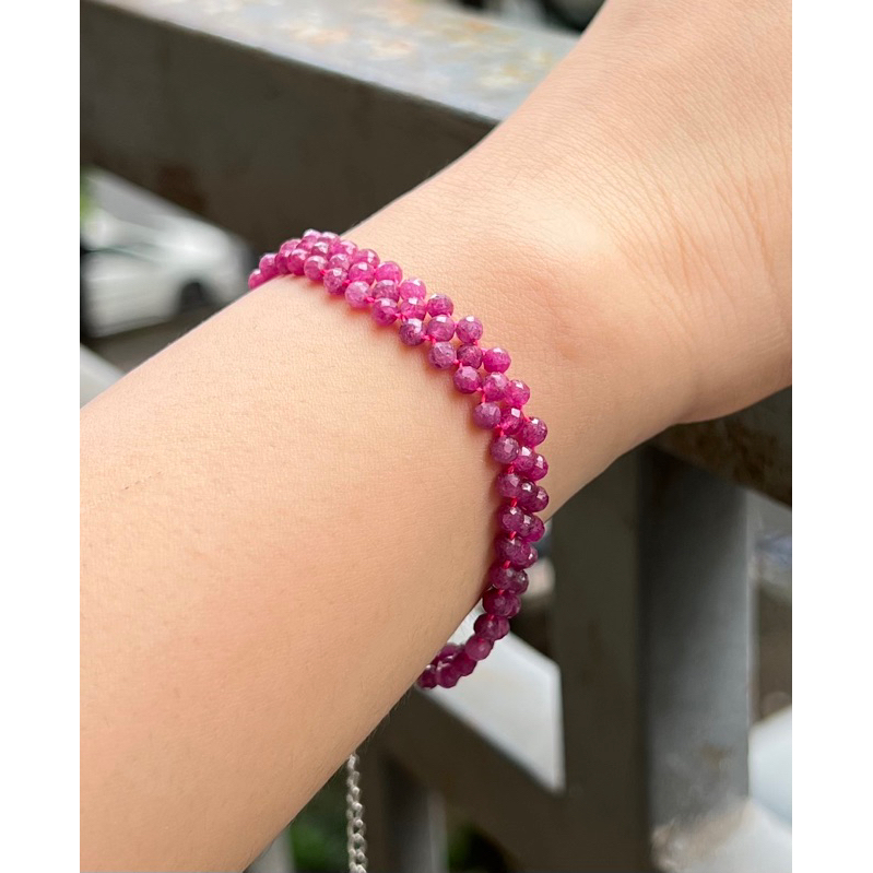 Chuỗi vòng cổ và tay đá Rubyy thiên nhiên