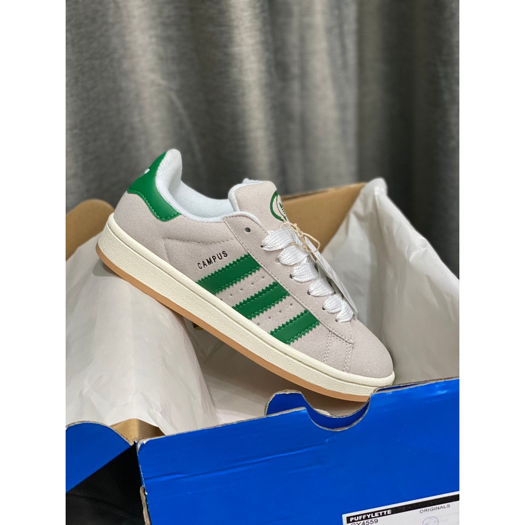Giày Adidas Campus XÁM NỈ cao cấp, giày Das 3 sọc xanh lá mới full hộp bảo vệ_DAS CAMPUS XÁM XANH