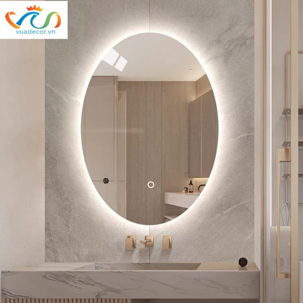 Gương Elip treo phòng tắm bàn trang điểm led cảm ứng cao cấp VUADECOR kích thước theo yêu cầu