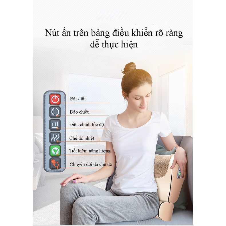 Máy Massage Cổ Vai Gáy - Mát Xa Cầm Tay - Lưng - Chân - Tay - Gối Mát Xa 20 Bi Toàn Thân Giảm Mỡ Có Hồng Ngoại Xung Điện