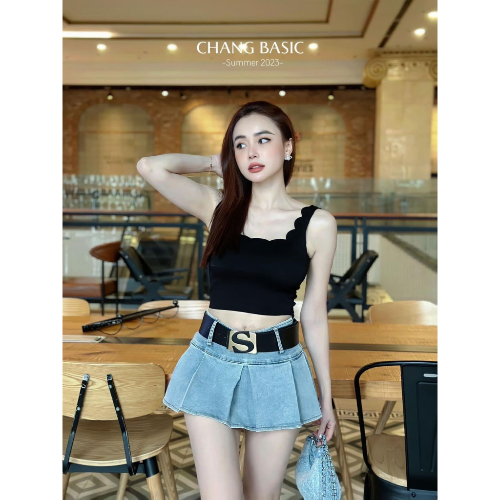 Chân váy mini denim jeans kèm belt S QCL1 LuciK Shop CV0026