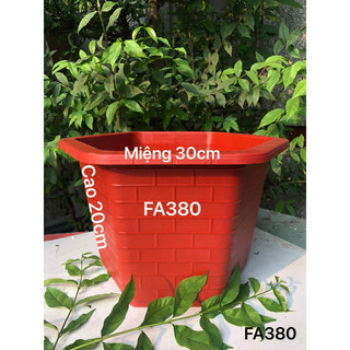 {10 Cái} Chậu Nhựa Lục Giác FAB 380 Trồng Cây Đỏ Gạch 30x20