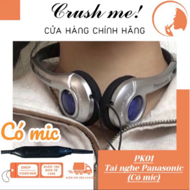 Crush me PK01 Tai Nghe Panasonic chụp CÓ MIC retro âm thanh Hifi cân bằng 3 dải phong cách y2k cổ điển headphone hiphop