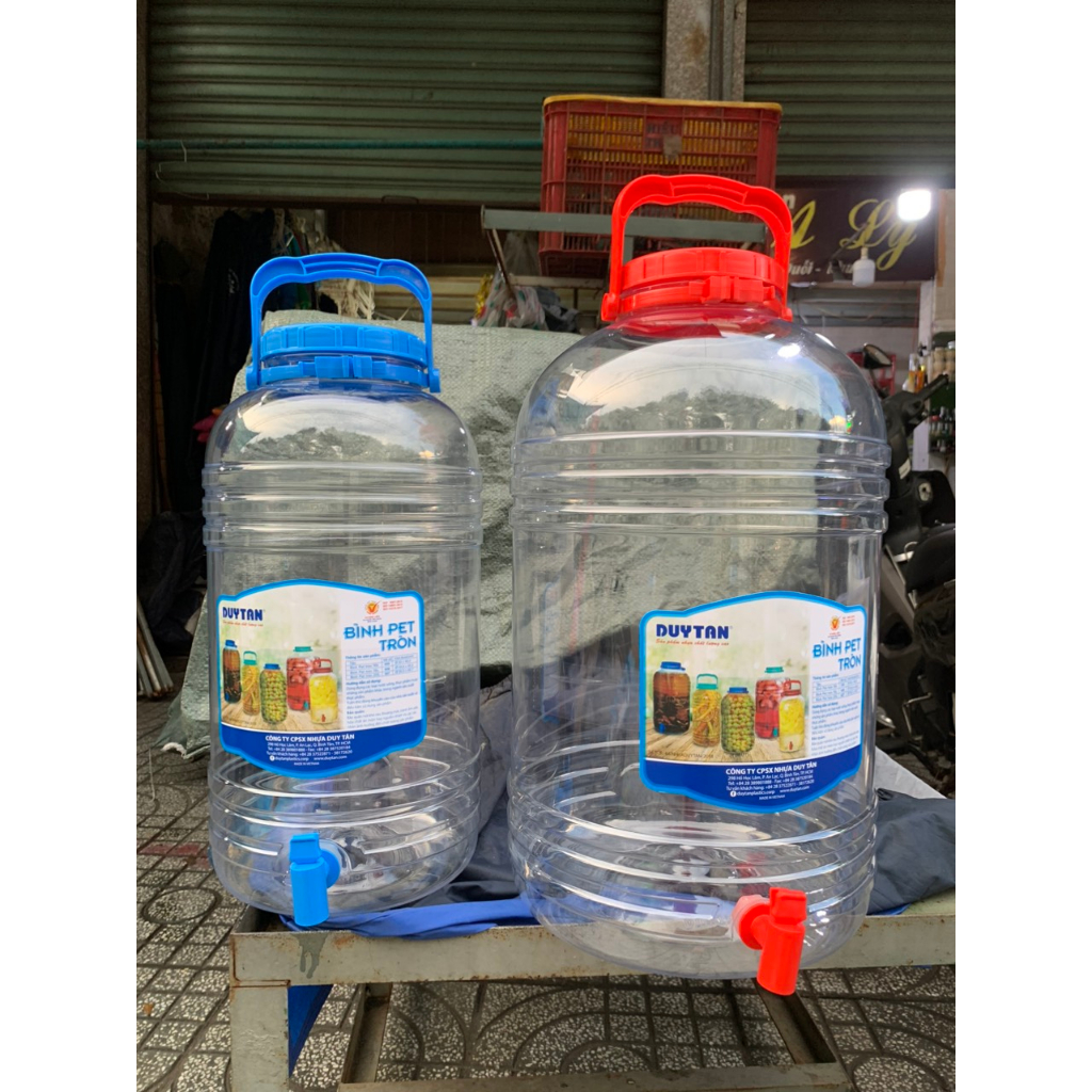 Bình PET DUY TÂN Tròn Đựng Nước Uống 10 lít, 15 Lít, 20 Lít ( Có Vòi)