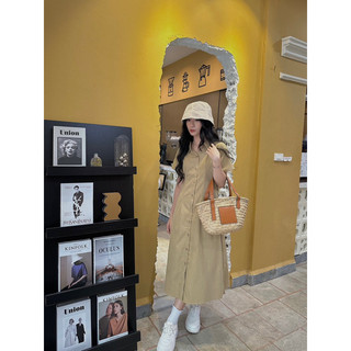 Váy sơ mi cúc gỗ maxi (3252) (ảnh tự chụp)