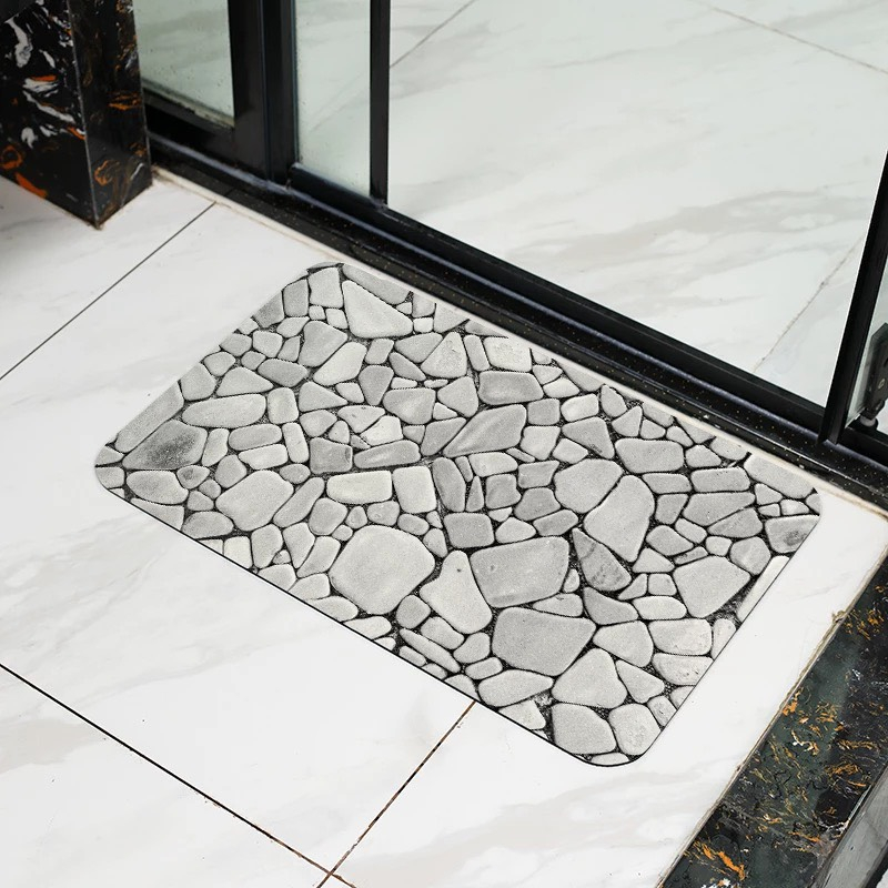 Thảm đá lau chân nhà tắm siêu thấm hút kích thước 39x60x0.9cm Sỏi Trắng Mát Xa Chân