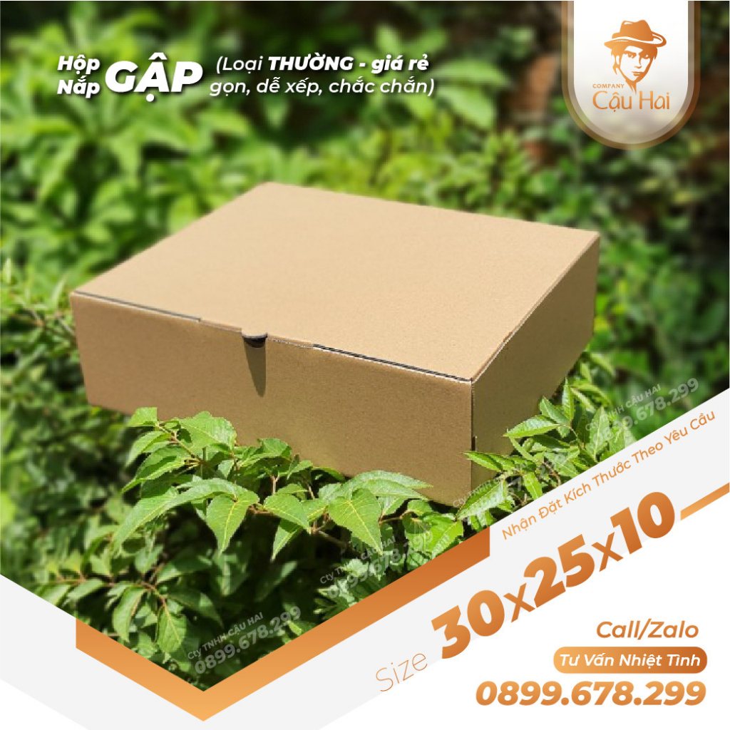 Set 20 hộp carton nắp GẬP 30x25x10