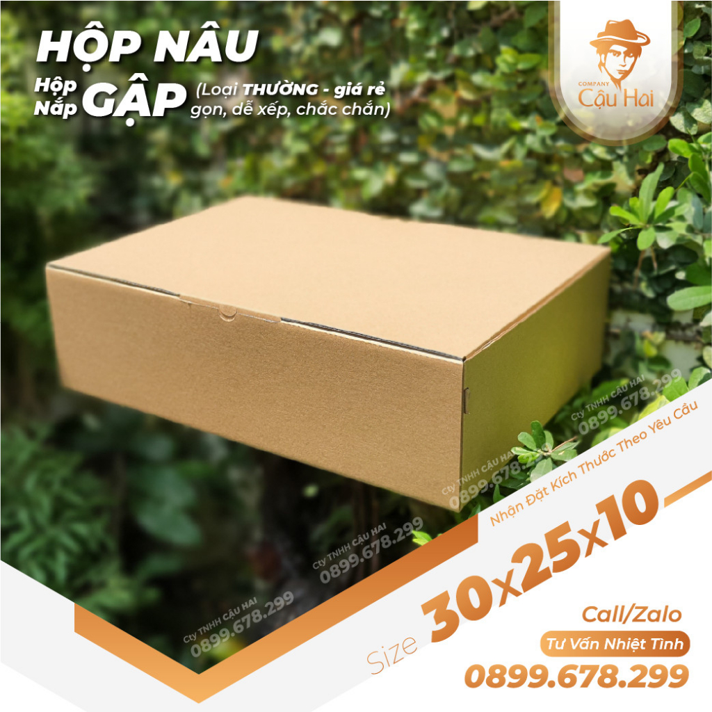 Set 20 hộp carton nắp GẬP 30x25x10