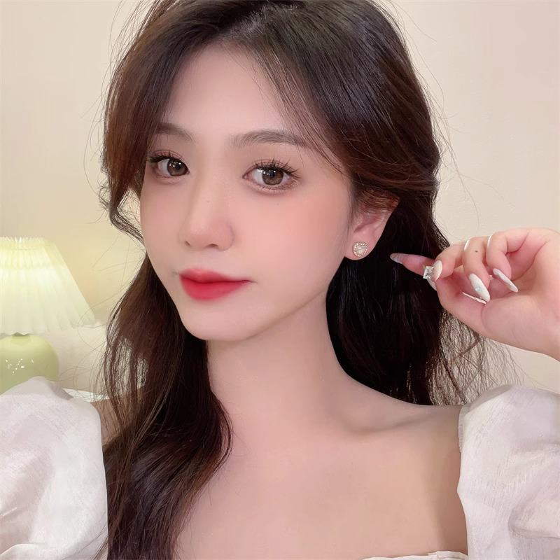 Khuyên tai kẹp không bấm lỗ chốt cố định K371 bằng hợp kim mạ vàng hình trái tim đính đá dáng ngắn Leous Accessories