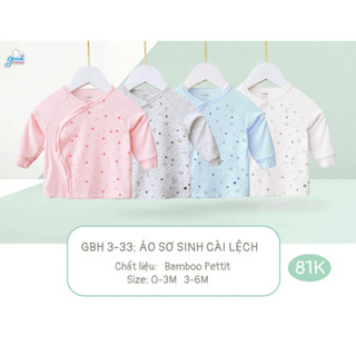 Áo dài sơ sinh cài lệch Goodmama chất bamboo petit cho bé