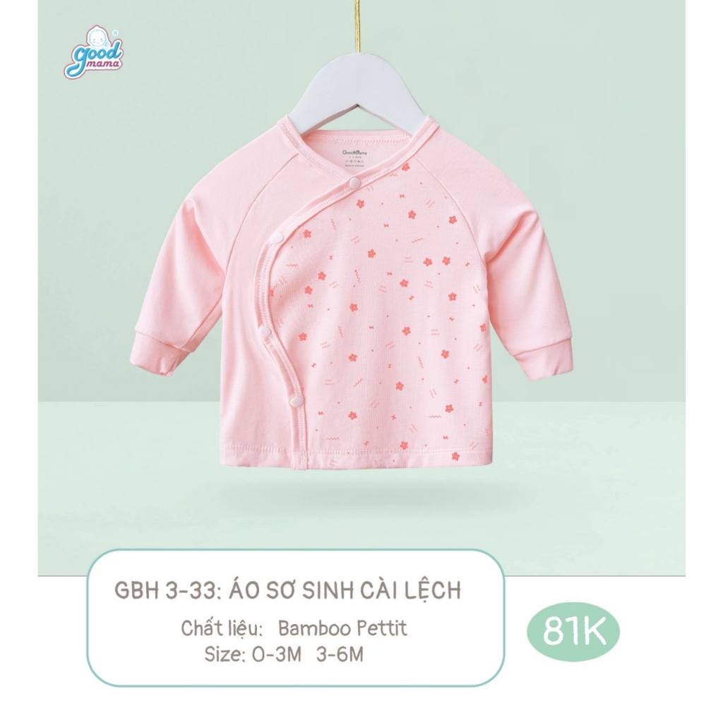 Áo dài sơ sinh cài lệch Goodmama chất bamboo petit cho bé