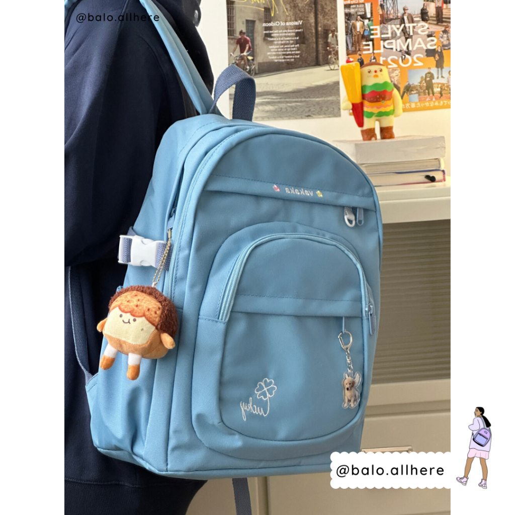 Balo Cặp Sách Đi Học Lớn Chống Nước Thêu Lucky