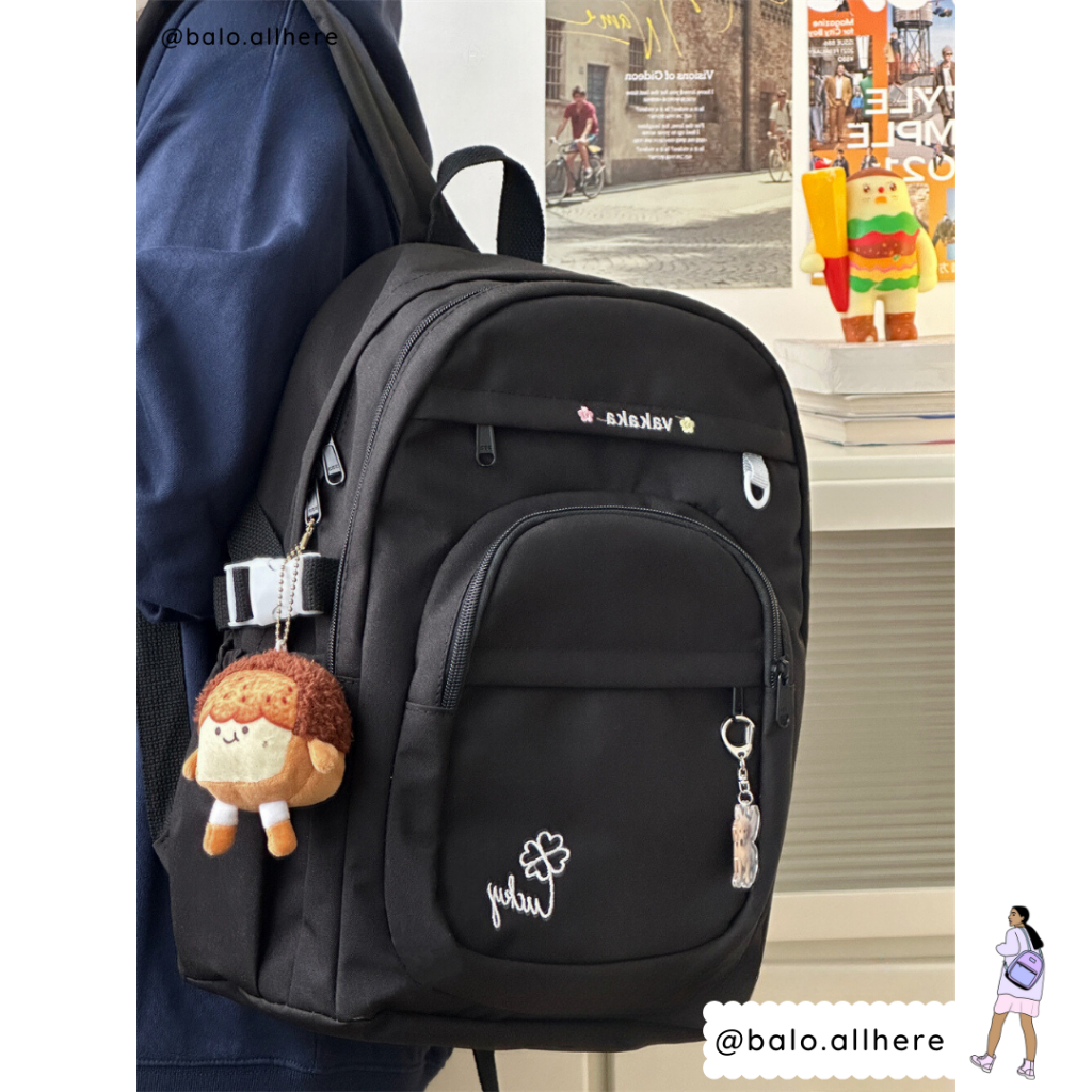 Balo Cặp Sách Đi Học Lớn Chống Nước Thêu Lucky