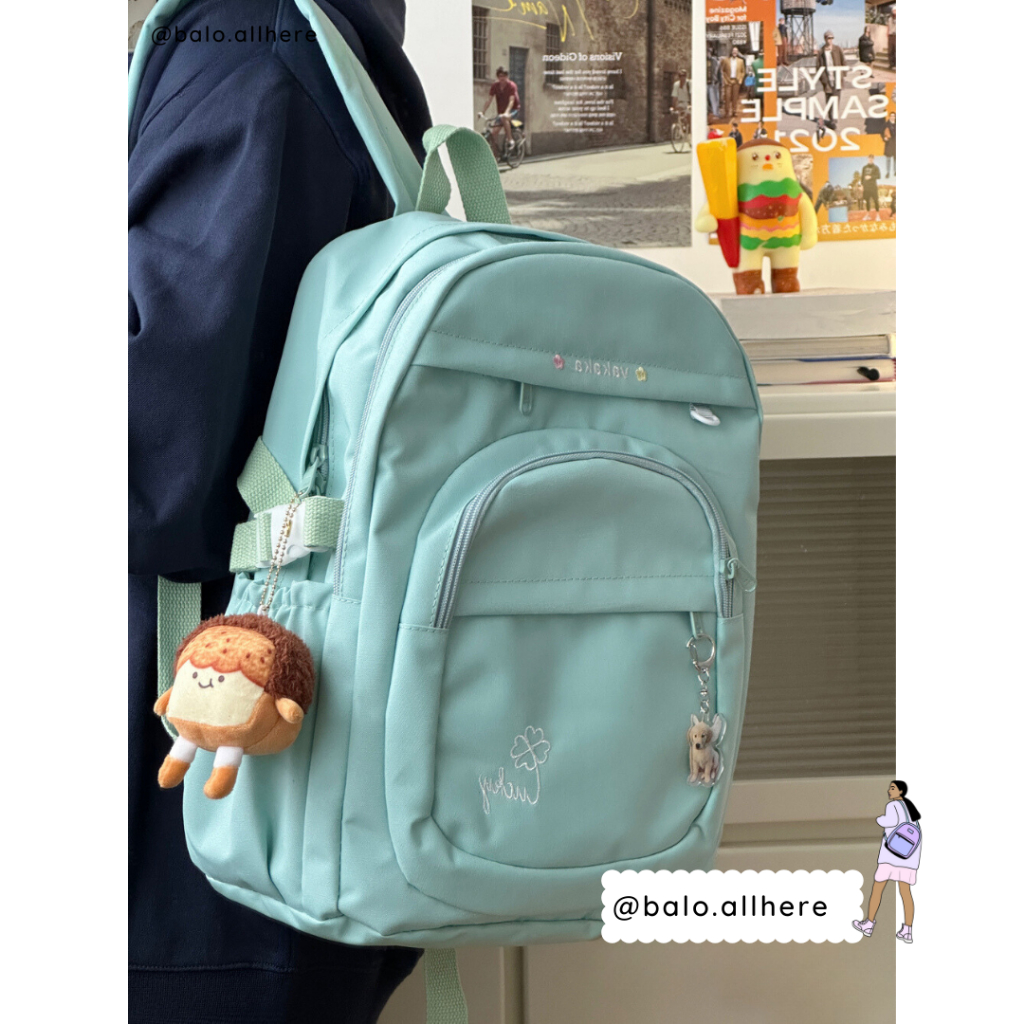 Balo Cặp Sách Đi Học Lớn Chống Nước Thêu Lucky