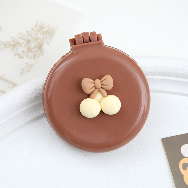 Gương lược massage mini hình tròn gấu dễ thương bỏ túi tiện lợi