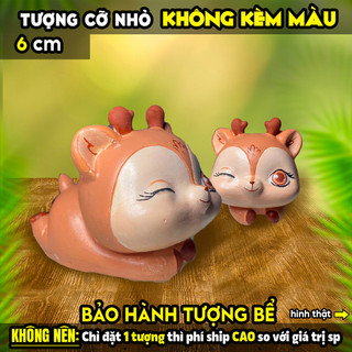 Tượng tô màu, NAI NGÂY THƠ, size S, thạch cao trắng (Không kèm màu), luyện vẽ, decor