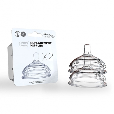 Hộp 2 núm Ti Bình Sữa Comotomo Chính Hãng  Núm Vú Bình Silicone Comotomo size 1, 2, 3 tia, Y cut