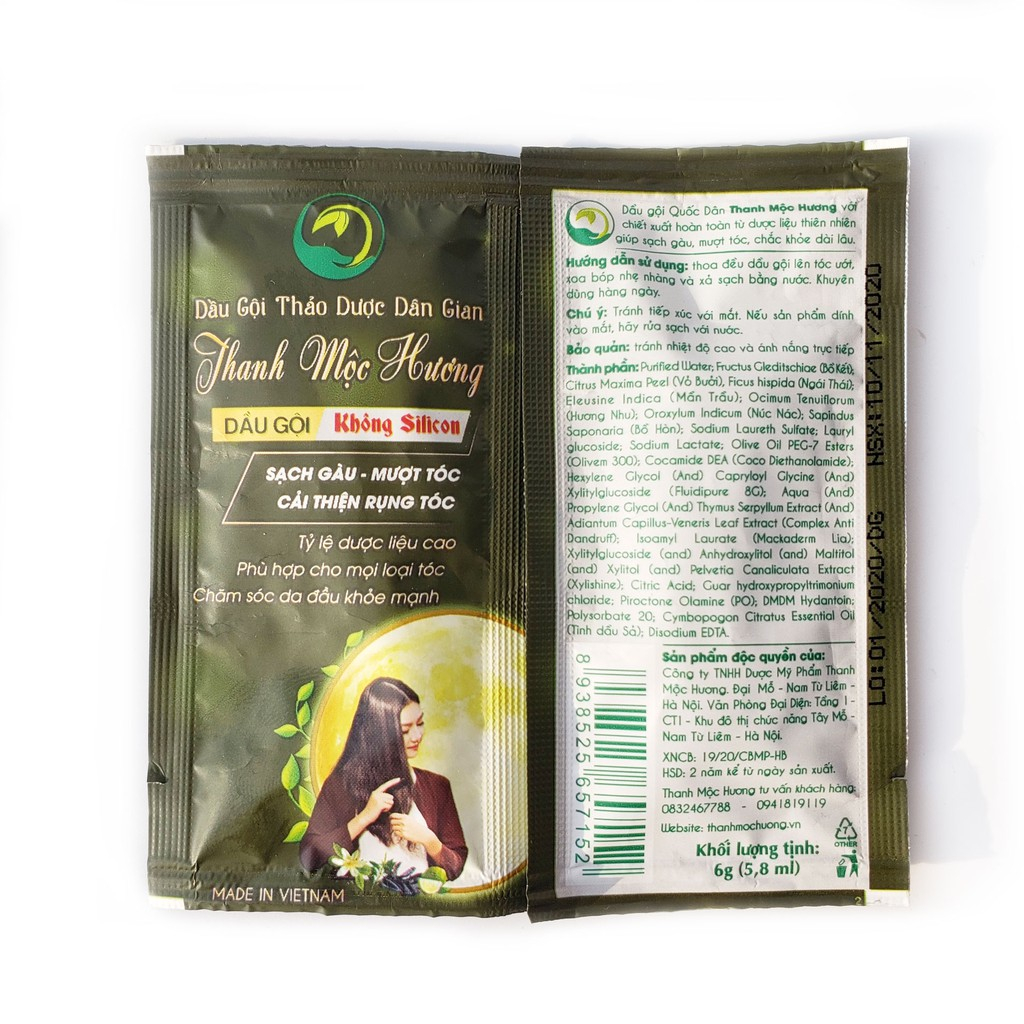 Dầu gội thảo dược dân gian Thanh Mộc Hương, dầu gội thảo mộc bồ kết, chanh xả, hà thủ ô